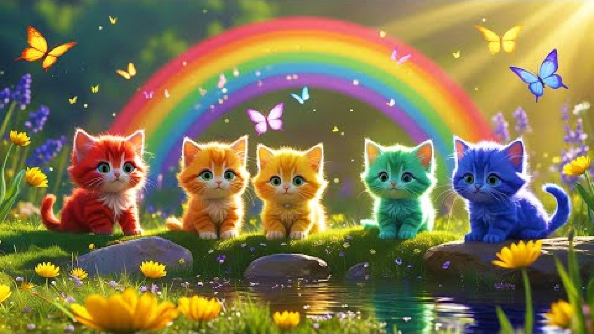 7 Cute Rainbow Kittens | Nursery Rhymes for Toddlers | JollieJingles